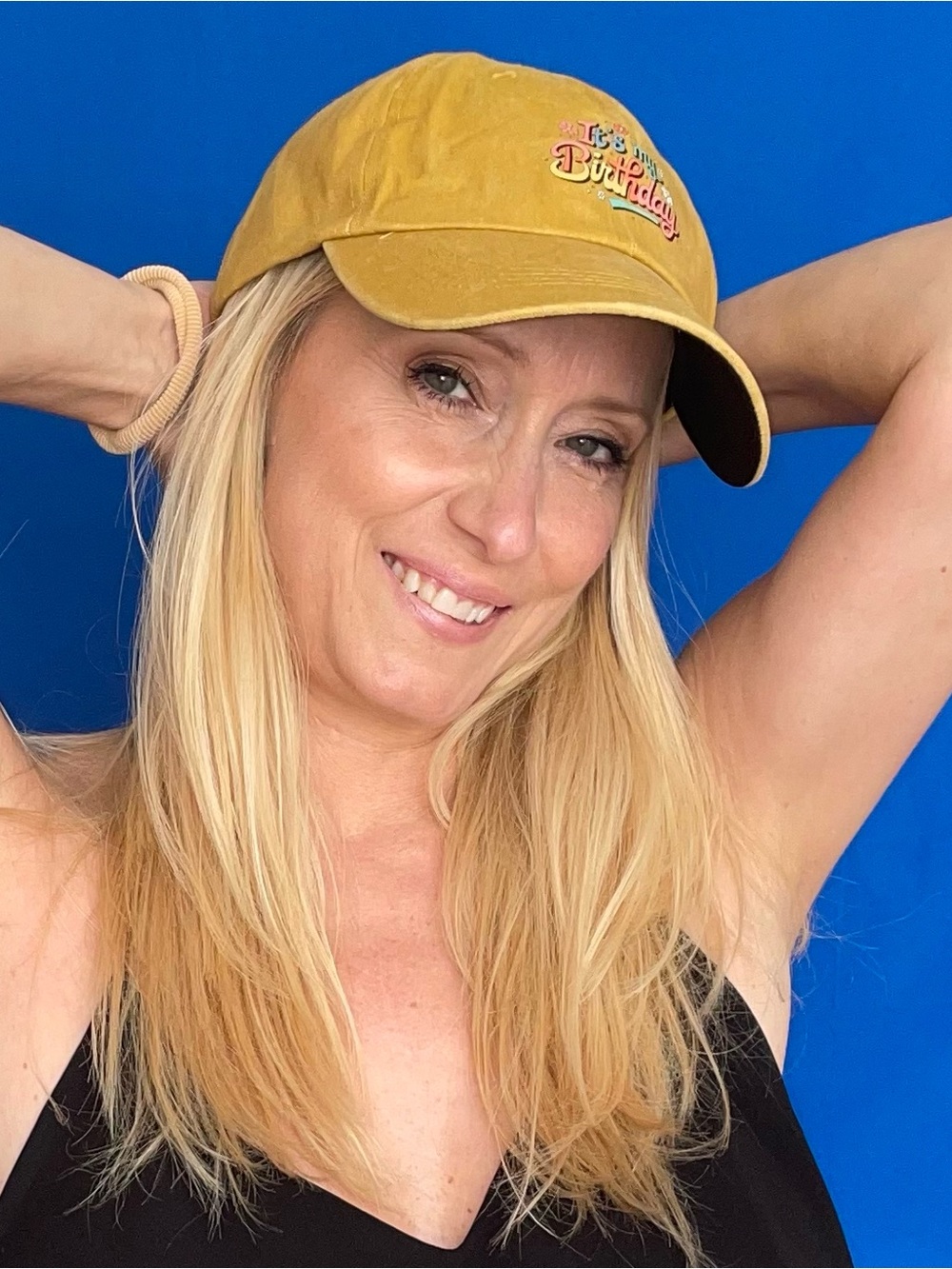 “It’s My Birthday” Embroidered Adjustable Baseball Cap Hat – mustard yellow